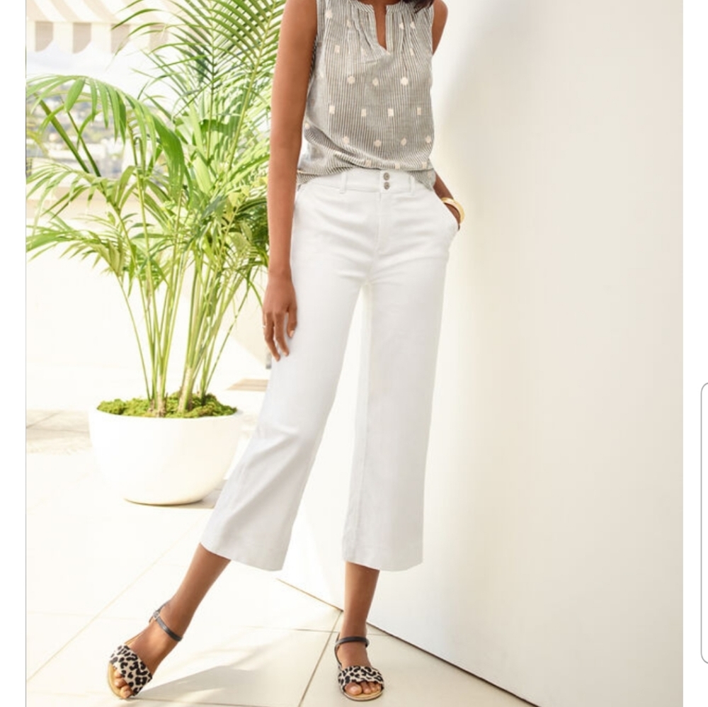 Talbots white Stretch Denim Wide-leg Crop